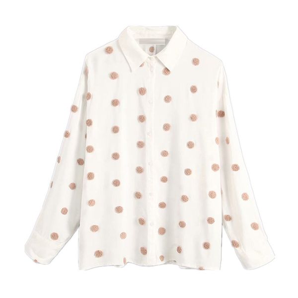 vintage stylish embroidered polka dot loose blouses women 2019 fashion lapel collar long sleeve shirts chic blusas mujer, White
vintage stylish embroidered polka dot loose blouses women 2019 fashion lapel collar long sleeve shirts chic blusas mujer, White