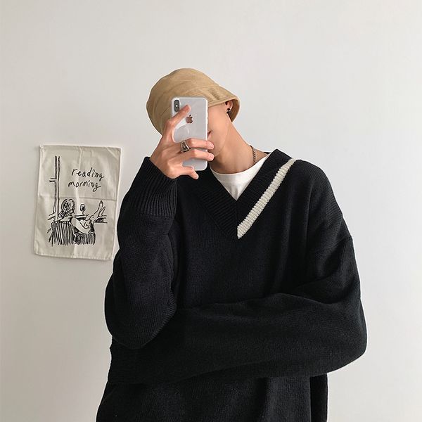 autumn new sweater men fashion contrast color casual v-neck sweater pullover man streetwear wild loose hole warm -2xl, White;black
autumn new sweater men fashion contrast color casual v-neck sweater pullover man streetwear wild loose hole warm -2xl, White;black