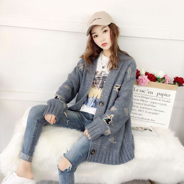 embroidery cardigan woman loose coat tide bevadim harajuku jumper sueter mujer winter clothes women truien dames sweater, White
embroidery cardigan woman loose coat tide bevadim harajuku jumper sueter mujer winter clothes women truien dames sweater, White