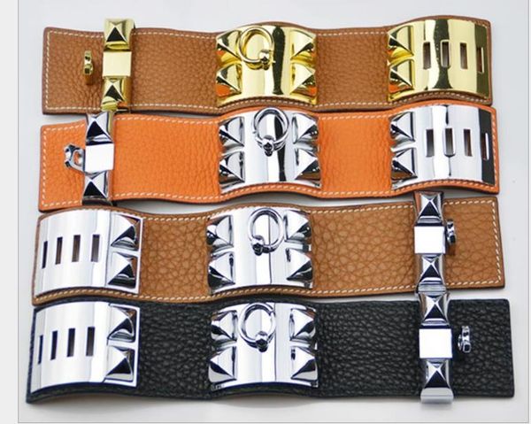 lychee pattern leather four nail rivet leather bracelet wide face bracelet, Golden;silver
lychee pattern leather four nail rivet leather bracelet wide face bracelet, Golden;silver