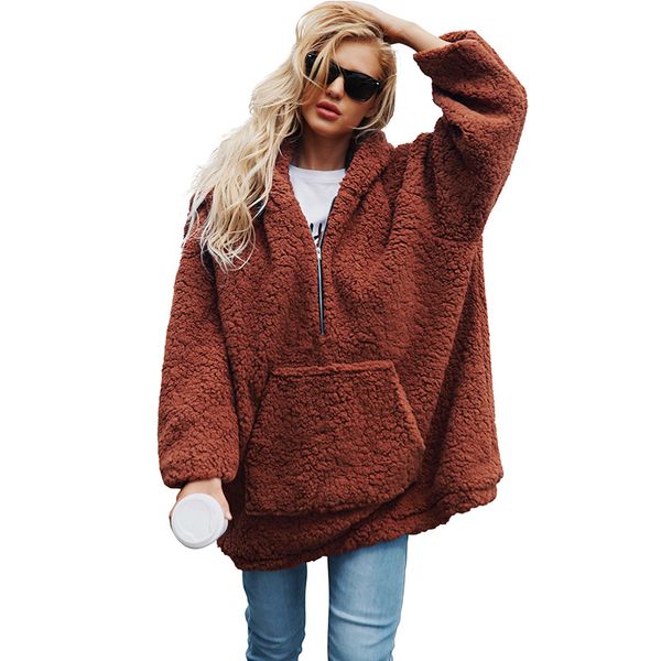 women's fur & faux thickened loose cardigan zipper with pocket warm jacket autumn winter women coat hoodie long sleeve outwear, Black
women's fur & faux thickened loose cardigan zipper with pocket warm jacket autumn winter women coat hoodie long sleeve outwear, Black