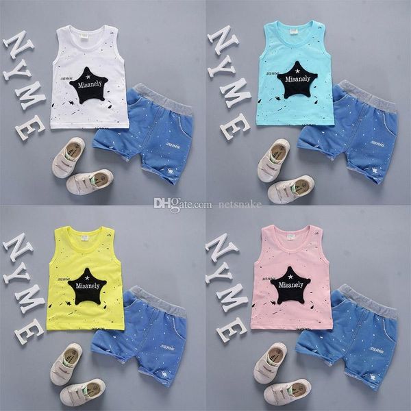 2019 cool and refreshing style summer cotton round collar pentagram pattern with vest and shorts two pieces for boys and girls, White
2019 cool and refreshing style summer cotton round collar pentagram pattern with vest and shorts two pieces for boys and girls, White