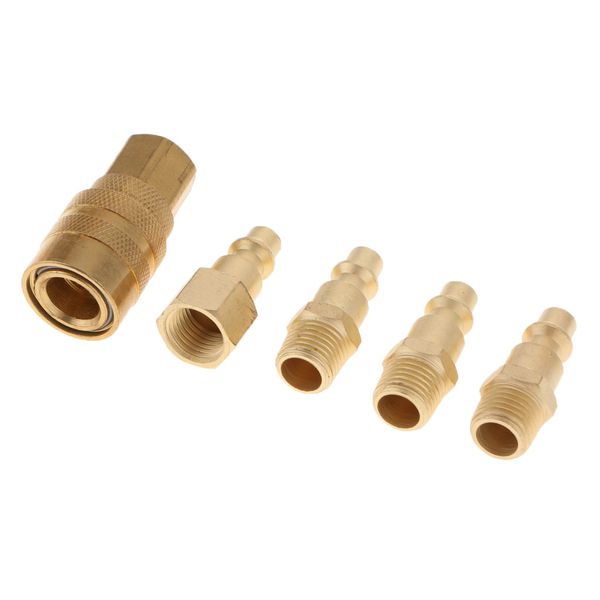 5 pieces 1/4" npt air tool couplers with adapter quick release fittings