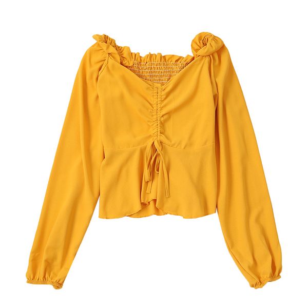 women's short shirt lace long sleeve slim clothing classic elegant lace-up chiffon vest women's summer solid color top, White
women's short shirt lace long sleeve slim clothing classic elegant lace-up chiffon vest women's summer solid color top, White