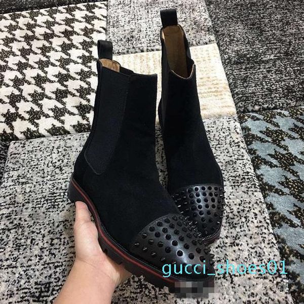 red bottom ankle for men spikes toe luxury designer footwear slip on outdoor party wedding loafers g01, Black
red bottom ankle for men spikes toe luxury designer footwear slip on outdoor party wedding loafers g01, Black