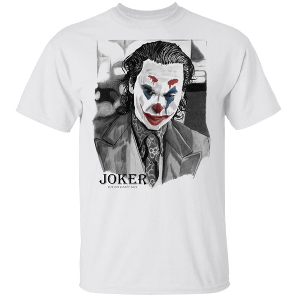 men's joker joaquin phoenix 2019 put on happy face white t-shirt m-xxxl style tee shirt, White;black
men's joker joaquin phoenix 2019 put on happy face white t-shirt m-xxxl style tee shirt, White;black