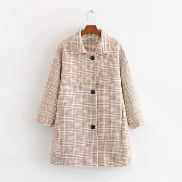 new long in the grid wool women coat korean spring autumn temperament simple fashion loose leisure wild jacket f089, Black
new long in the grid wool women coat korean spring autumn temperament simple fashion loose leisure wild jacket f089, Black