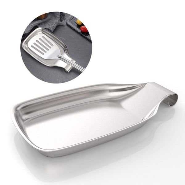 stainless steel spoon rest pad non-stick cooking tool mat durable spoon put mat device kitchen utensils 
stainless steel spoon rest pad non-stick cooking tool mat durable spoon put mat device kitchen utensils