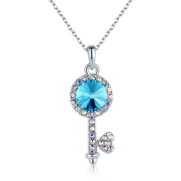 statement necklace for women jewelry blue austrian crystal love key pendant necklace simple retro short pendant necklace, Silver
statement necklace for women jewelry blue austrian crystal love key pendant necklace simple retro short pendant necklace, Silver