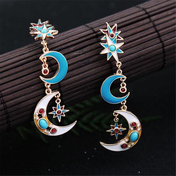 women long chain tassels dangle earrings gold tone charms star moon ornament stud earrings eardrop, Golden
women long chain tassels dangle earrings gold tone charms star moon ornament stud earrings eardrop, Golden