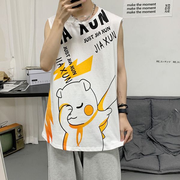 2020 new summer korean trend couple harajuku loose fresh japanese large size casual cartoon printed sports cotton vest, White;black
2020 new summer korean trend couple harajuku loose fresh japanese large size casual cartoon printed sports cotton vest, White;black