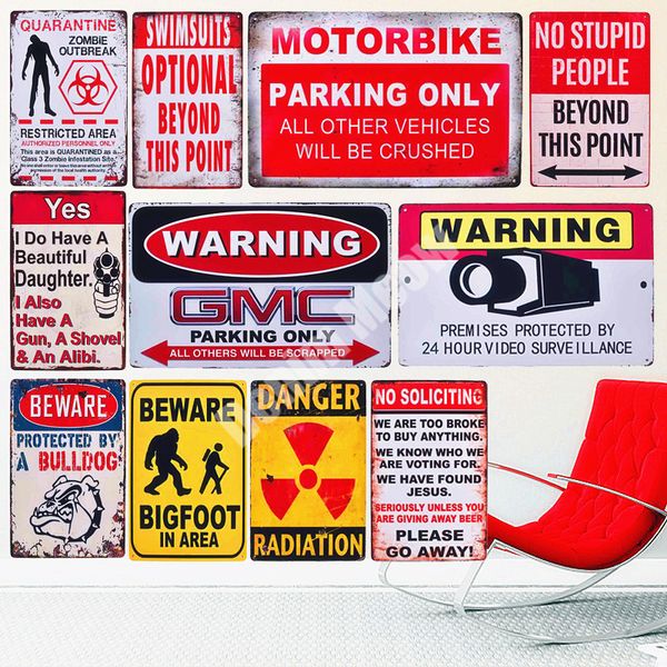 warning slogan vintage metal tin sign bar pub cafe out door plate parking only posters beware wall sticker retro home decor
warning slogan vintage metal tin sign bar pub cafe out door plate parking only posters beware wall sticker retro home decor
