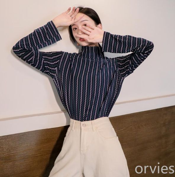 fall/winter 2020 new women's high collar striped bottoming shirt long sleeve joker t-shirt, Black
fall/winter 2020 new women's high collar striped bottoming shirt long sleeve joker t-shirt, Black