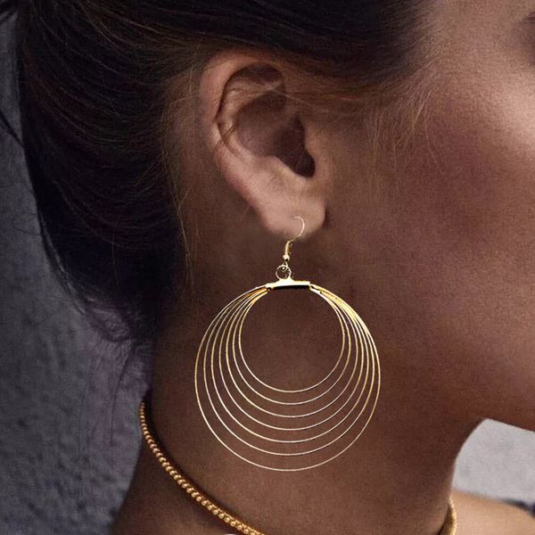 rscvonm new korean style earrings gold color big hollow round circle long drop earrings for women fashion ear jewelry gift, Silver
rscvonm new korean style earrings gold color big hollow round circle long drop earrings for women fashion ear jewelry gift, Silver