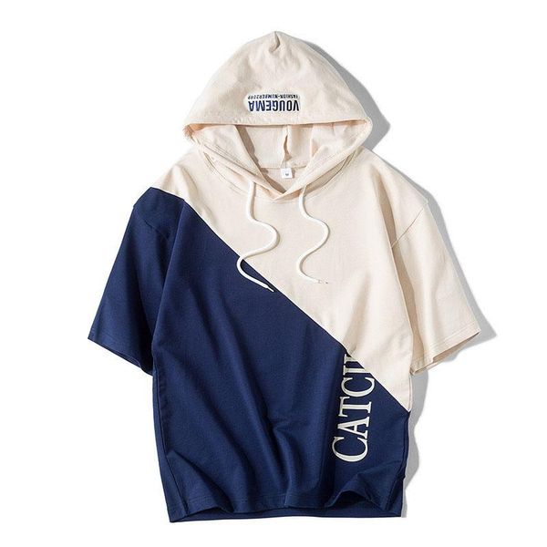 new patchwork hooded short sleeve hoodies casual breathable men t shirt loose streetwear summer four colour men, Black
new patchwork hooded short sleeve hoodies casual breathable men t shirt loose streetwear summer four colour men, Black