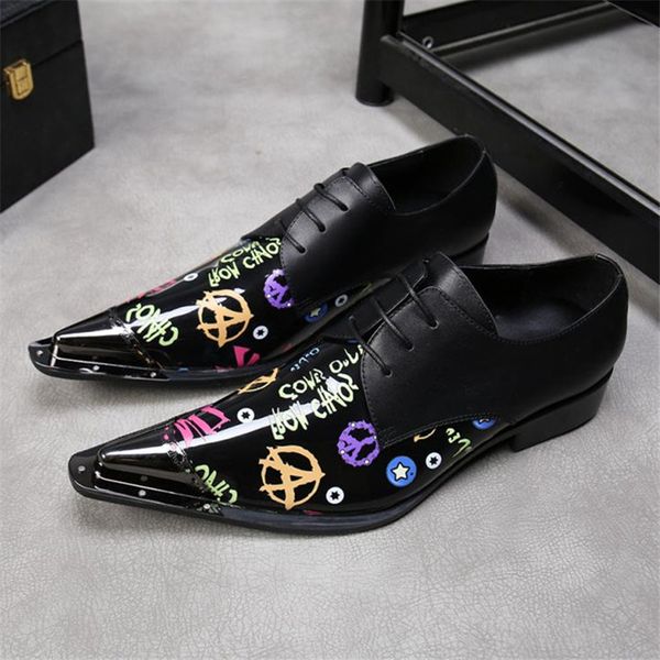 new 2019 spring summer formal dress men shoes genuine leather lace-up pointed toe graffiti wedding shoes, Black
new 2019 spring summer formal dress men shoes genuine leather lace-up pointed toe graffiti wedding shoes, Black