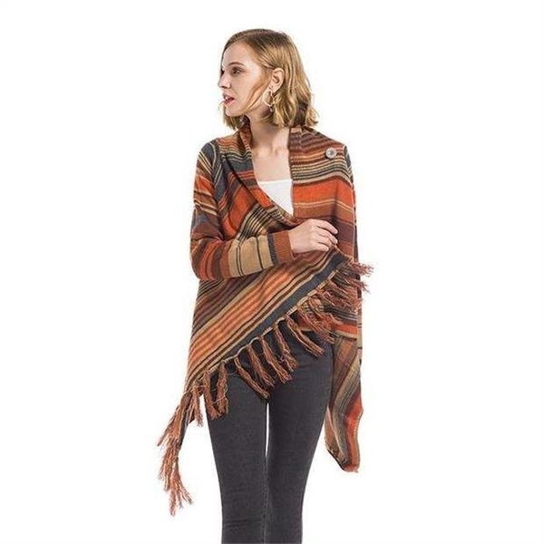 winter striped tassel sweater with button cardigan coat long sleeve sweater womens new designer knitting coat, White;black
winter striped tassel sweater with button cardigan coat long sleeve sweater womens new designer knitting coat, White;black