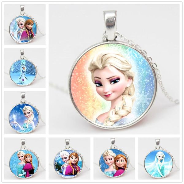 childrens pendant 2 color ladies jewelry necklace round princess elsa anna snow queen handmade artwork sweater chain girl pn001, Silver
childrens pendant 2 color ladies jewelry necklace round princess elsa anna snow queen handmade artwork sweater chain girl pn001, Silver