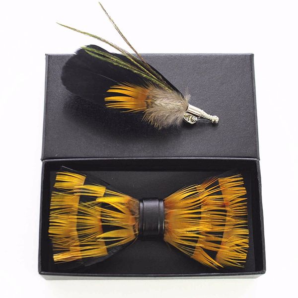 handmade mens animal yellow feather leather bow tie brooch set pre-tied bow tie for wedding party clothing accessories, Blue;white
handmade mens animal yellow feather leather bow tie brooch set pre-tied bow tie for wedding party clothing accessories, Blue;white