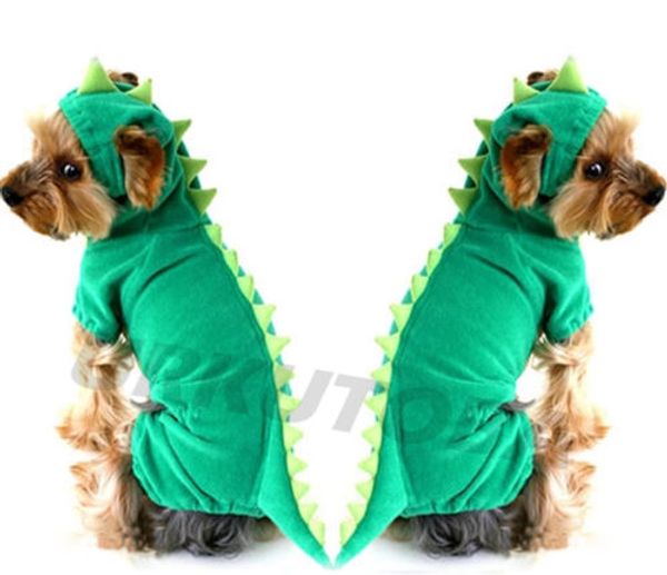 

милый питомец собака зима теплая зеленый динозавр бархатная одежда куртка мультфильм необычные костюмы новый