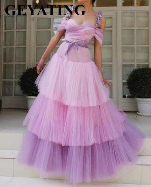 pink lavender tiered tulle ombre prom dresses 2020 elegant off shoulder 3d flowers butterflies evening gowns long formal dress, White;black
pink lavender tiered tulle ombre prom dresses 2020 elegant off shoulder 3d flowers butterflies evening gowns long formal dress, White;black