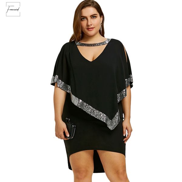 size sleeve capelet dress plus size 5xl choke v neck round sequined bodycon dip hem party dress vestidos designer clothes, Black;gray
size sleeve capelet dress plus size 5xl choke v neck round sequined bodycon dip hem party dress vestidos designer clothes, Black;gray