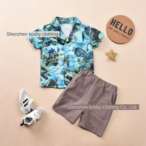 ins clothing style boy's suit green summer turtle shirt + gray children's shorts children's clothing shorts two-piece set
ins clothing style boy's suit green summer turtle shirt + gray children's shorts children's clothing shorts two-piece set