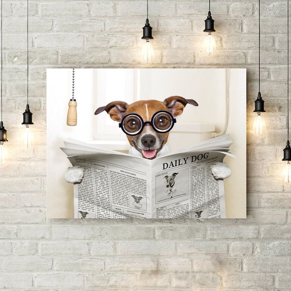 funny dog canvas art poster prints crazy silly dog sitting on toilet and reading magazine painting bathroom wall art decor
funny dog canvas art poster prints crazy silly dog sitting on toilet and reading magazine painting bathroom wall art decor