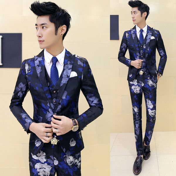 mans suit classic slim hair stylist nightclub,suit floral suit three-piece, White;black
mans suit classic slim hair stylist nightclub,suit floral suit three-piece, White;black