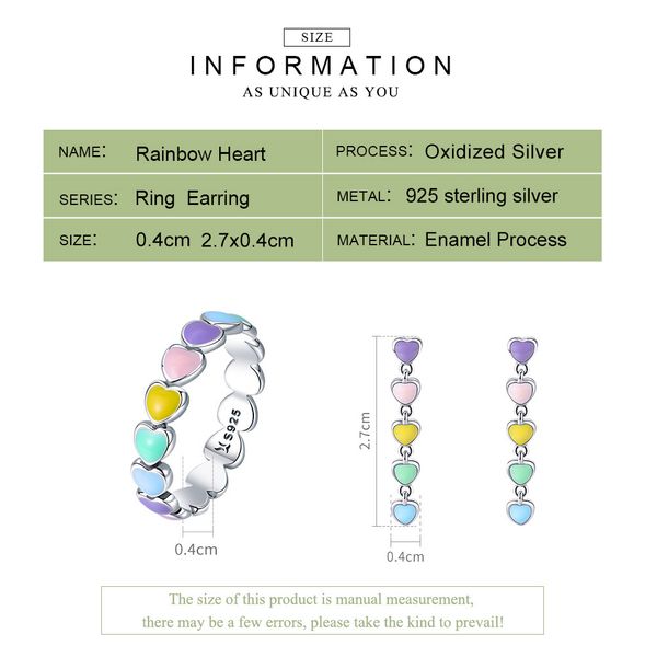 bamoer authentic 925 sterling silver jewelry set rainbow heart to heart rings & earrings jewelry sets sterling silver jewelry cx200623, Slivery;golden
bamoer authentic 925 sterling silver jewelry set rainbow heart to heart rings & earrings jewelry sets sterling silver jewelry cx200623, Slivery;golden