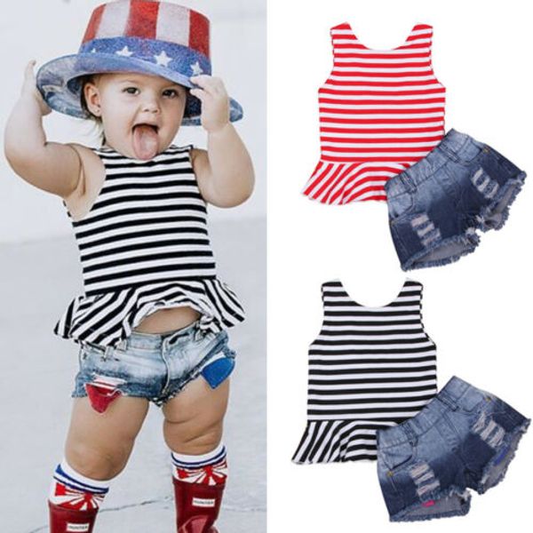 children's sleeveless backless striped tank + shredded denim shorts set toddler baby girls striped print cotton o-neck sets, White
children's sleeveless backless striped tank + shredded denim shorts set toddler baby girls striped print cotton o-neck sets, White