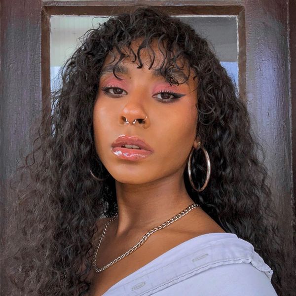 swinging forest 13x4 lace front human hair wigs remy hair curly wig with bangs lace frontal wig pre plucked with baby, Black;brown
swinging forest 13x4 lace front human hair wigs remy hair curly wig with bangs lace frontal wig pre plucked with baby, Black;brown