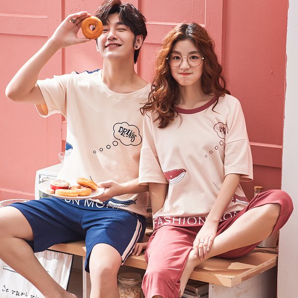 couple pajamas set cartoon sleepwear cotton short sleeved male sleep clothing plus size nighties summer homewear pijama female, Blue;gray
couple pajamas set cartoon sleepwear cotton short sleeved male sleep clothing plus size nighties summer homewear pijama female, Blue;gray
