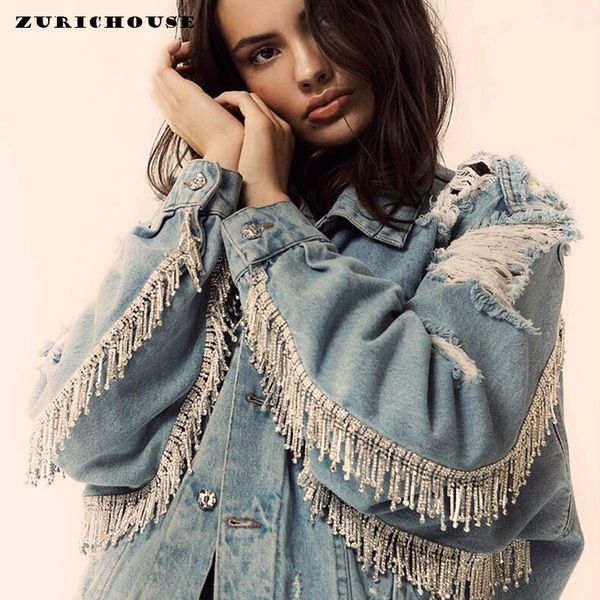 zurichouse gems beadings tassel denim jacket women's heavy 2019 autumn long sleeve loose ripped hole jeans women jackets coat, Black;brown
zurichouse gems beadings tassel denim jacket women's heavy 2019 autumn long sleeve loose ripped hole jeans women jackets coat, Black;brown