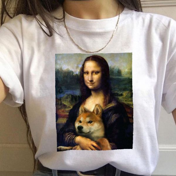 2019 summer new spoof mona lisa t-shirt o neckline thirt print casual short-sleeved street clothing - female t-shirt tank, White
2019 summer new spoof mona lisa t-shirt o neckline thirt print casual short-sleeved street clothing - female t-shirt tank, White