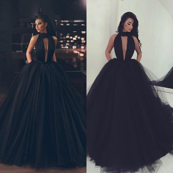 backless a line prom dresses halter sleeveless side split chiffon party gowns sweep train special occasion dresses, Black
backless a line prom dresses halter sleeveless side split chiffon party gowns sweep train special occasion dresses, Black