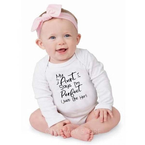 my aunt says i' perfect just like her baby rompers boys girls autumn long sleeve romper babe winter onesie wear, White
my aunt says i' perfect just like her baby rompers boys girls autumn long sleeve romper babe winter onesie wear, White