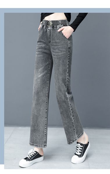 light grey han edition high elastic waist loose spring new straight leg foot trousers of western style, Blue
light grey han edition high elastic waist loose spring new straight leg foot trousers of western style, Blue