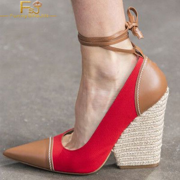 red brown patchwork high chunky heels women pumps pointed toe large size 15 16 ladies fashion ankle strap mature shoes fsj, Black
red brown patchwork high chunky heels women pumps pointed toe large size 15 16 ladies fashion ankle strap mature shoes fsj, Black
