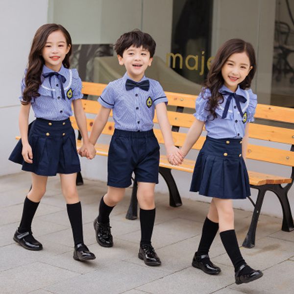 new boys and girls summer dress kindergarten uniforms primary school students uniforms british style stripes two-piece suit, White
new boys and girls summer dress kindergarten uniforms primary school students uniforms british style stripes two-piece suit, White