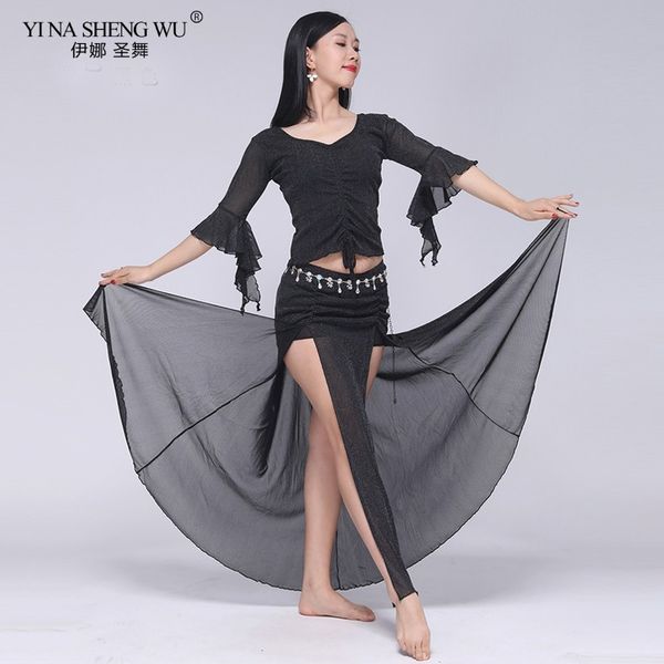 new belly dance clothes half seeves long dress 2pcs belly dance set for women practice clothing, Black;red
new belly dance clothes half seeves long dress 2pcs belly dance set for women practice clothing, Black;red