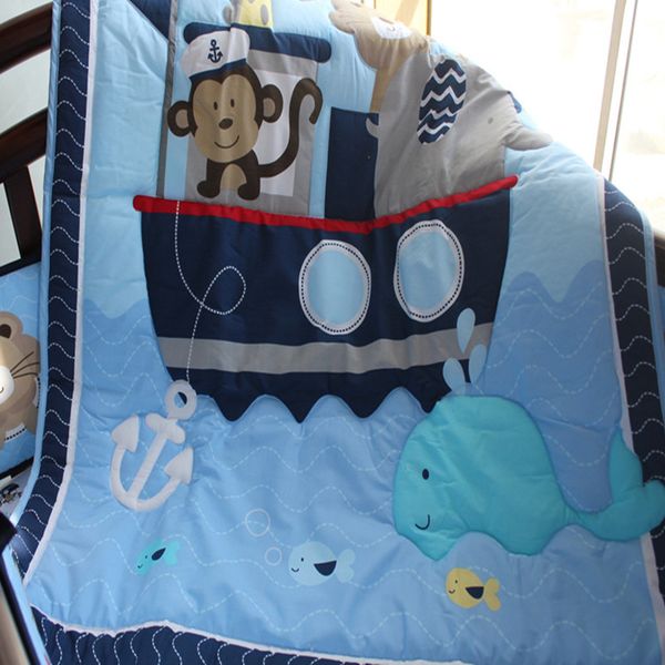 crib bedding set 7pcs baby bedding set embroidery monkey elephant navigation blue sea whale cot quilt bumper skirt
crib bedding set 7pcs baby bedding set embroidery monkey elephant navigation blue sea whale cot quilt bumper skirt