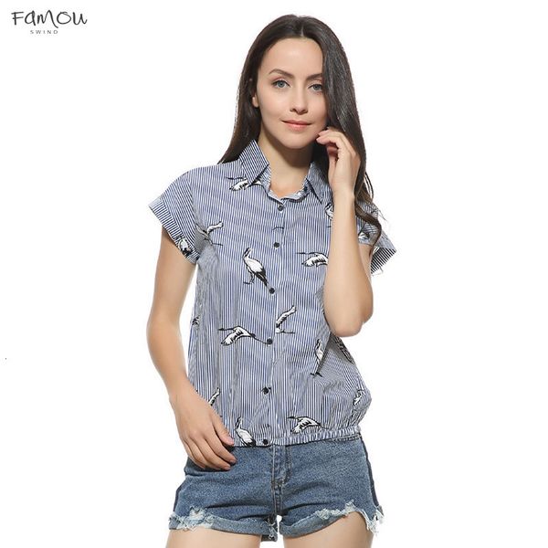 Birds Print V-Neck Loose Blue Striped Shirts Turn-Down Collar Short Sleeve Blouses Summer Fashion Tops Blusas Women Dt829
Birds Print V-Neck Loose Blue Striped Shirts Turn-Down Collar Short Sleeve Blouses Summer Fashion Tops Blusas Women Dt829