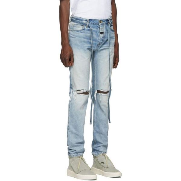 men slim fit knee hole hip hop skinny jeans fashion side zipper distressed ripped stretch streetwear denim trousers wholesale, Blue
men slim fit knee hole hip hop skinny jeans fashion side zipper distressed ripped stretch streetwear denim trousers wholesale, Blue