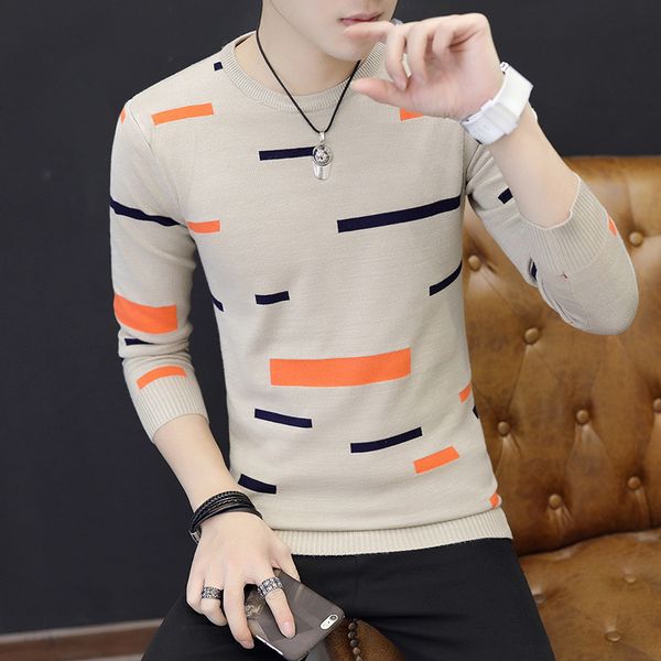 autumn and winter new men's round neck pullover sweater, fashion slim korean personality striped knit bottoming shirt s-3xl, White;black
autumn and winter new men's round neck pullover sweater, fashion slim korean personality striped knit bottoming shirt s-3xl, White;black
