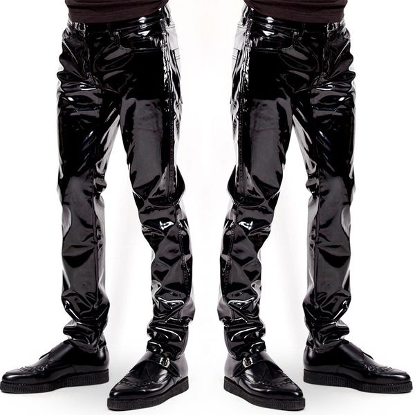 men black wetlook pvc stage wear faux leather pencil pants skinny latex leggings pole dance club wear
men black wetlook pvc stage wear faux leather pencil pants skinny latex leggings pole dance club wear