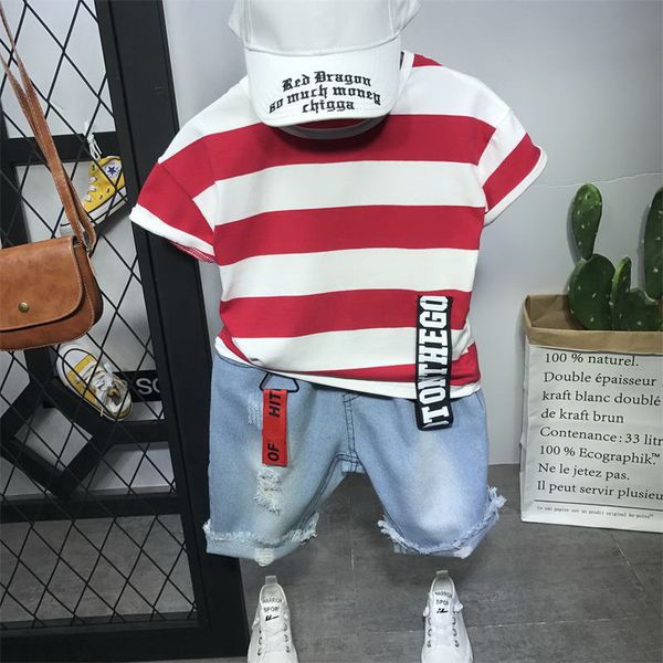 2pcs toddler kids baby boy summer clothes short sleeved striped t-shirt + denim shorts pant outfits casual clothing set, White
2pcs toddler kids baby boy summer clothes short sleeved striped t-shirt + denim shorts pant outfits casual clothing set, White