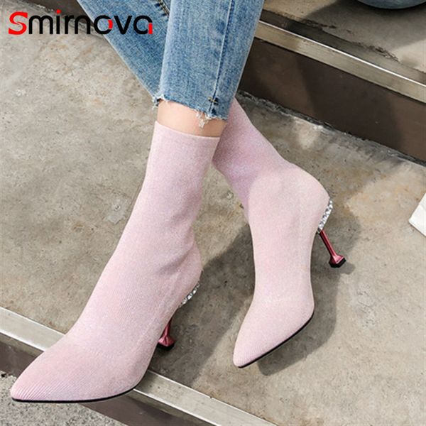 smirnova new arrive 2020 winter autumn new arrival women boots pointed toe slip on shoes high heels boots ladies ankle, Black 
smirnova new arrive 2020 winter autumn new arrival women boots pointed toe slip on shoes high heels boots ladies ankle, Black