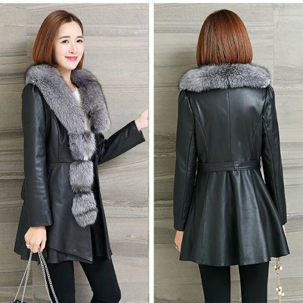 women winter fur collar outerwear 4xl overcoat leather faux fur coat plus size long jacket female casual faux parkas coats, Black
women winter fur collar outerwear 4xl overcoat leather faux fur coat plus size long jacket female casual faux parkas coats, Black