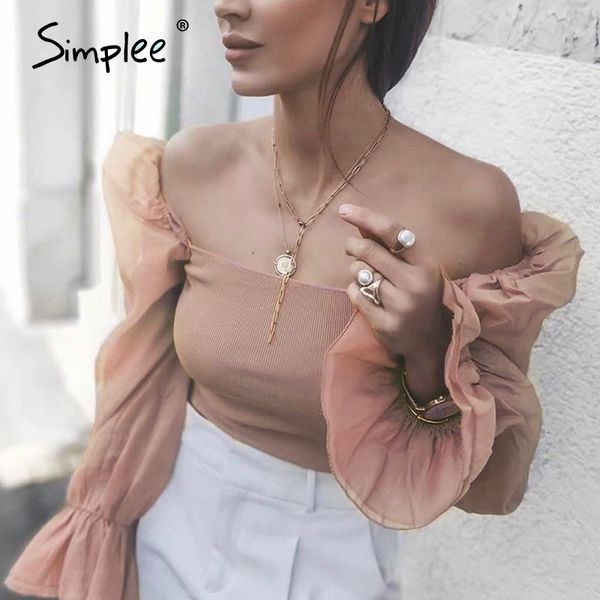 simplee casual solid square neck blouse shirt women lantern sleeve splice knitted shirt 2020 spring summer high street, White
simplee casual solid square neck blouse shirt women lantern sleeve splice knitted shirt 2020 spring summer high street, White